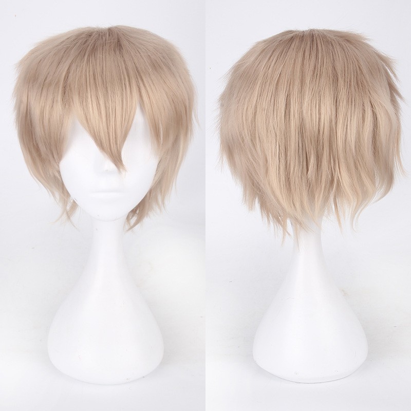 K049-11 wig base dark ash blonde pendek cowok cosplay rambut palsu