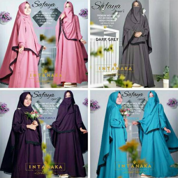 Baju Gamis Wanita Terbaru Jumbo Safaya Ori Intanaka Set Khimar Cadar