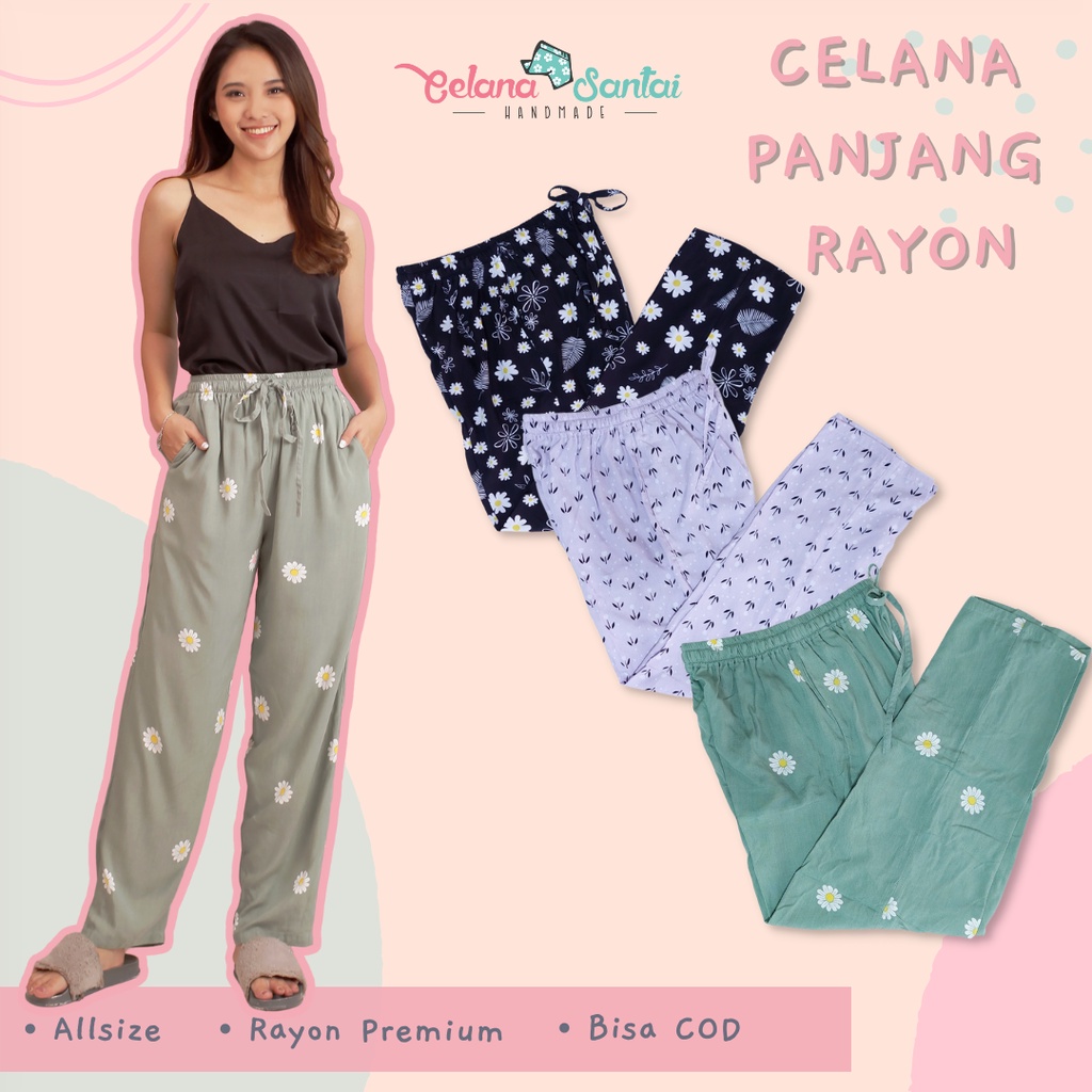 Celana Panjang Wanita Santai Katun Rayon / Celana Tidur