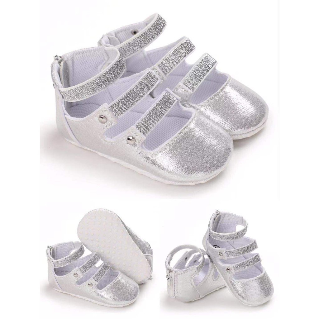 Sepatu Bayi Perempuan Prewalker Bayi Shinning Silver