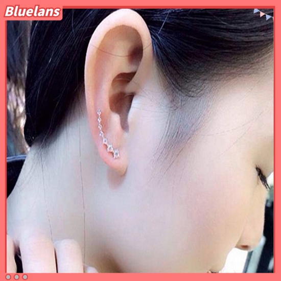 Bluelans Anting Tusuk Gantung Hias Zircon + Berlian Imitasi Untuk Wanita