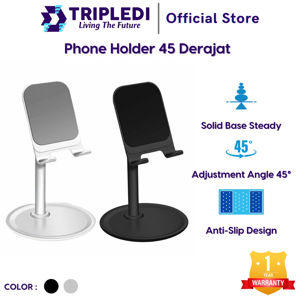 TRIPLEDI Phone Holder Folding Stand iPad Pro Air Mini Tablet 13 inch Adjustable 45 Derajat Desktop Meja Kasi Kerja Belajar Daring Dudukan HP Pnsel Handphone Universal IOS Android iPhone Samsung