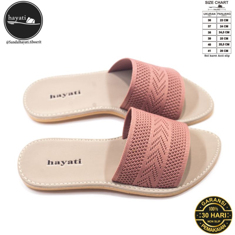 Sandal Slop wanita Flat  Sandal Hayati Original Anti slip Sandal rajut wanita sandal tasik