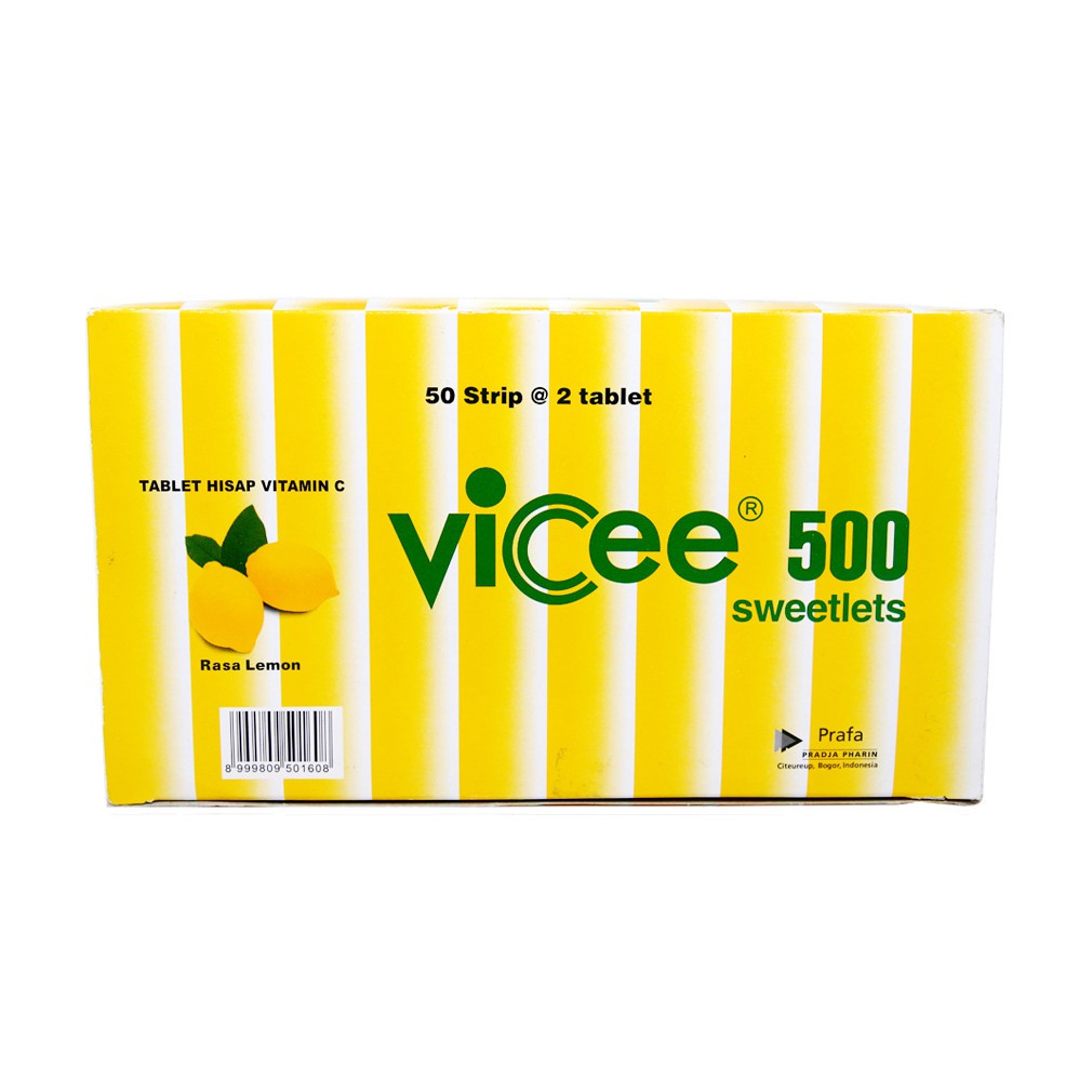 VICEE 500 LEMON BOX Tablet Hisap Rasa Lemon Vitamin C Permen Isi 100 Tablet