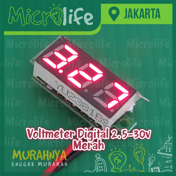 Voltmeter Digital Micro Merah 2.5-30v DC 0.28 Inch Red