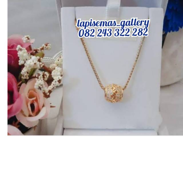Kalung Lapis Emas liontin Bola Oval