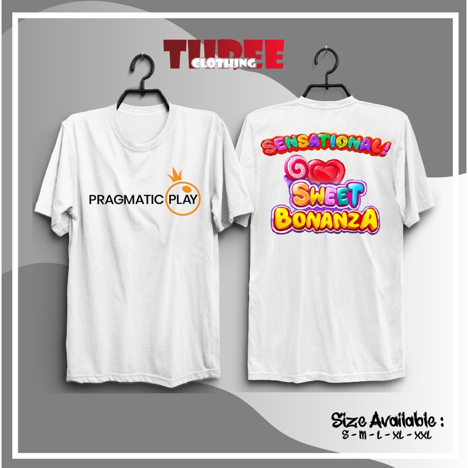 Grosir / COD / Murah / Terlaris Kaos / Baju PRAGMATIC PLAY SENSASIONAL SWEET BONANZA LOGO GAME SLOT 
