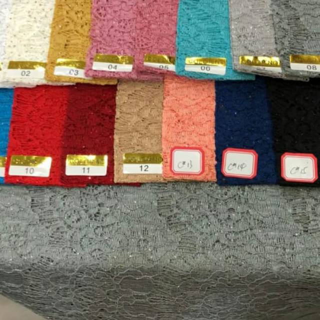 Kain Brokat Renda Gliter - Bahan Kebaya Kekinian Murah