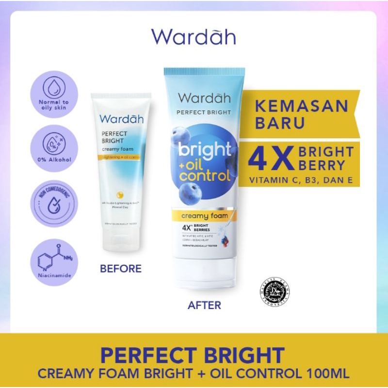 ☃Cutezz_Ching1☃&quot;New&quot;Wardah Perfect Bright Creamy Foam Smoothing/Oil Control 100ml