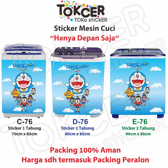 Stiker Mesin Cuci 1 dan 2 Tabung Doraemon