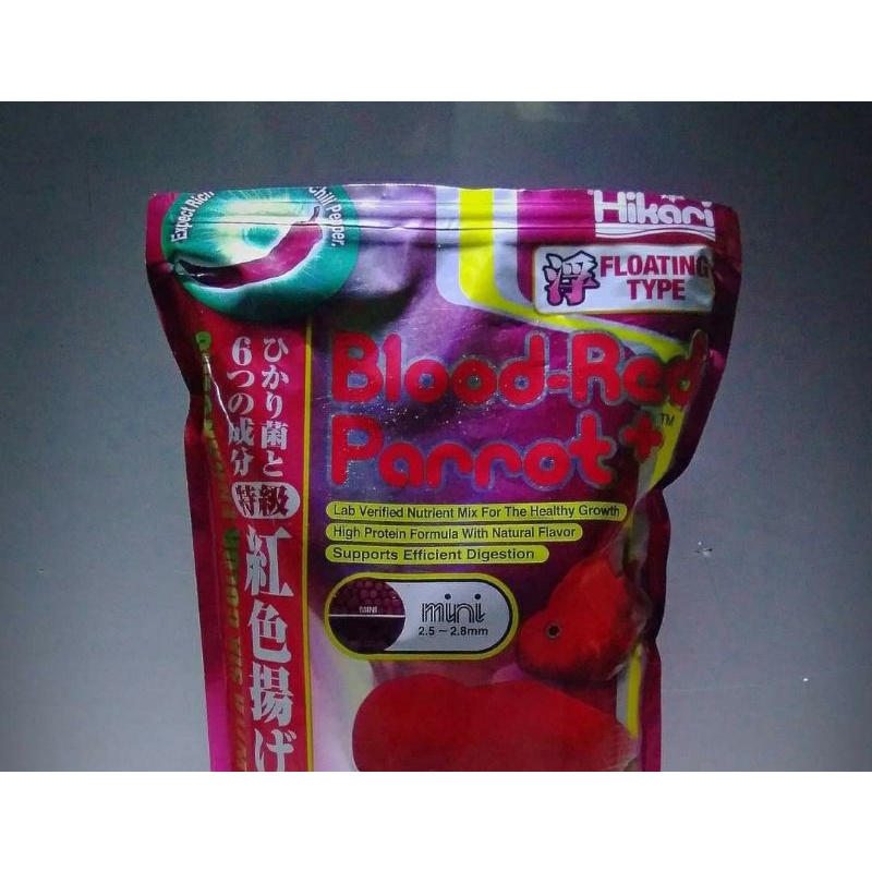 pelet hikari blood red parrot kemasan 10gr &amp; repack30gr 100%  original (ikan lohan, channa &amp; parrot fish)