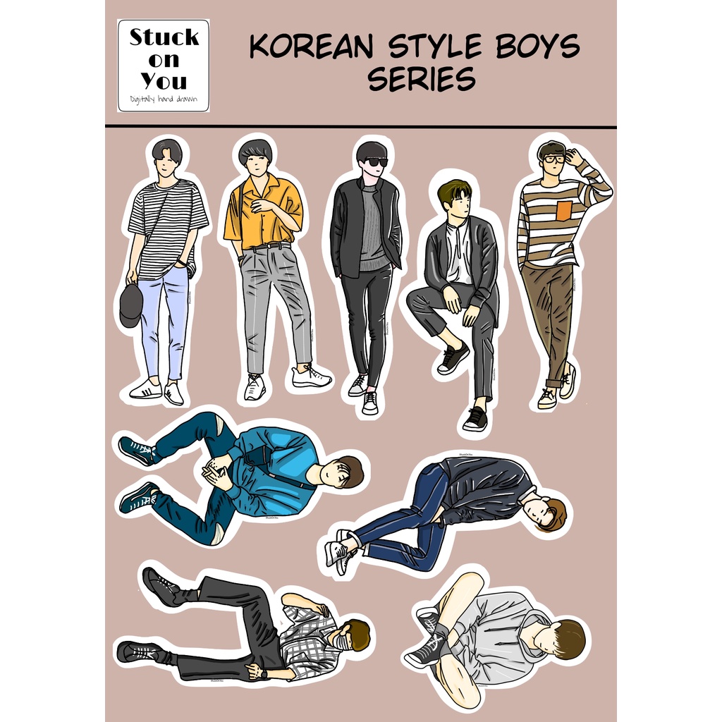 

Sticker Sheet Korean Style Boys Series