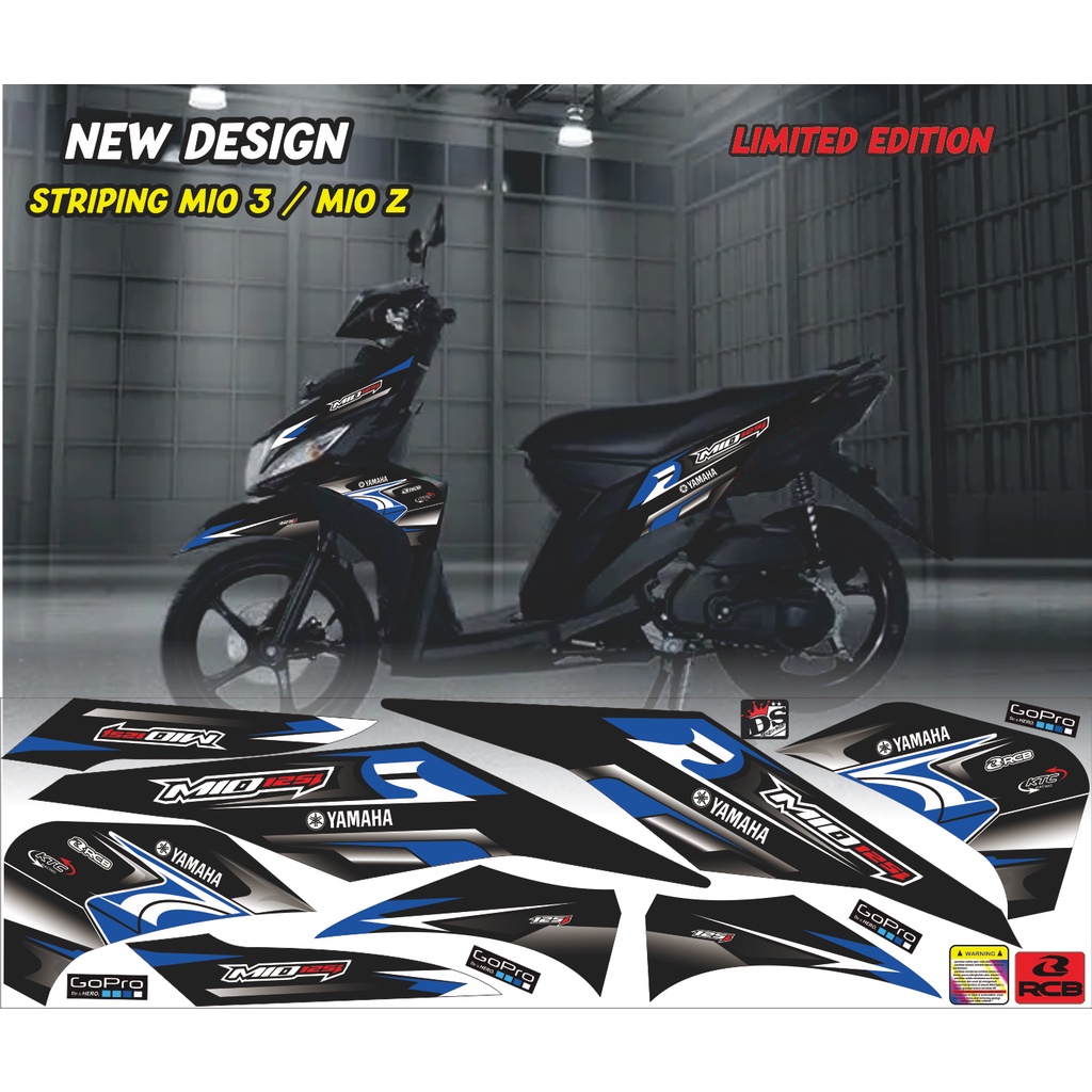 striping mio m3/ mio z variasi warna hitam biru