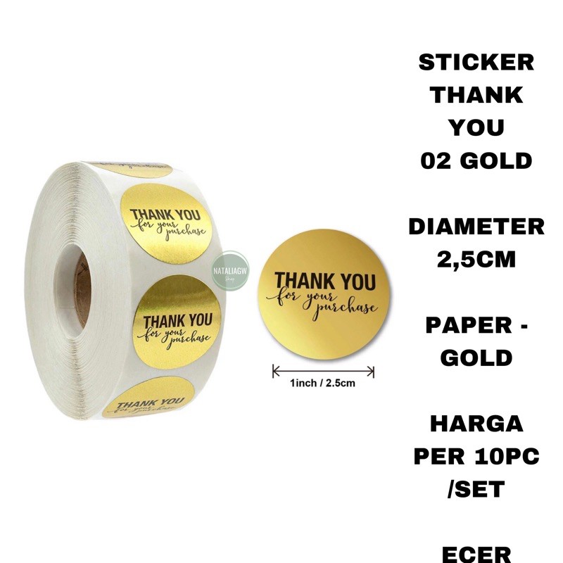 Sticker thank you gold 02 isi 10pc set ecer