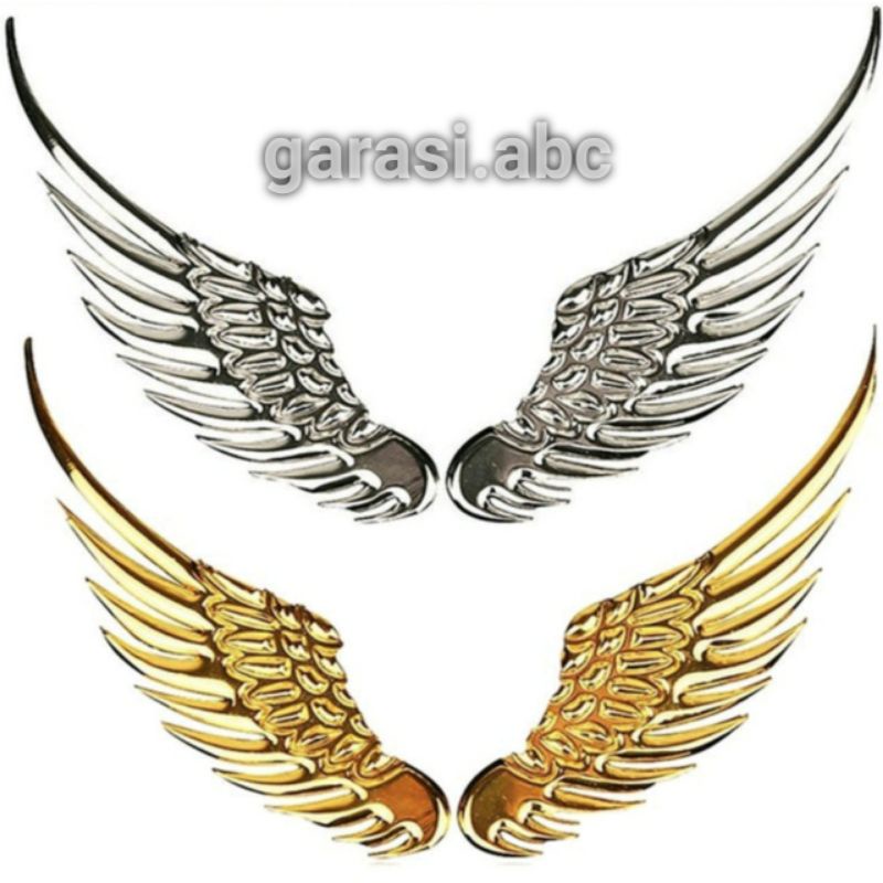 Stiker Emblem Badge Body Sayap Wing Timbul 3D Sticker Logo Krom Chrome 3 D Dimensi Silver Hitam Fender Stir Tangki Mobil Sepeda Motor Toyota Honda Suzuki Wuling Yamaha Vespa KIA Holden BMW Mercedes benz