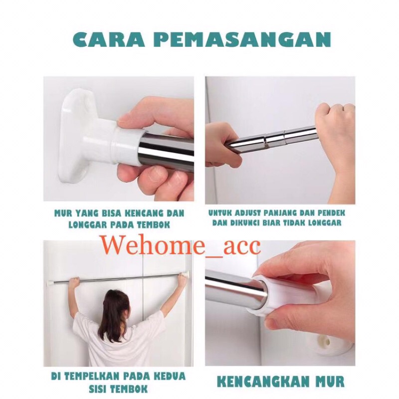 Pipa tiang tongkat fleksibel stainles/ tiang fleksibel stainles / tongkat fleksibel stainles / tiang kolong dapur / tiang kamar mandi/tongkat pipa ajaib/ tongkat gorden dapur/ tongkat tiang/ tiang pintu/ tiang serba guna/ tongkat tanpa paku/ tongkat