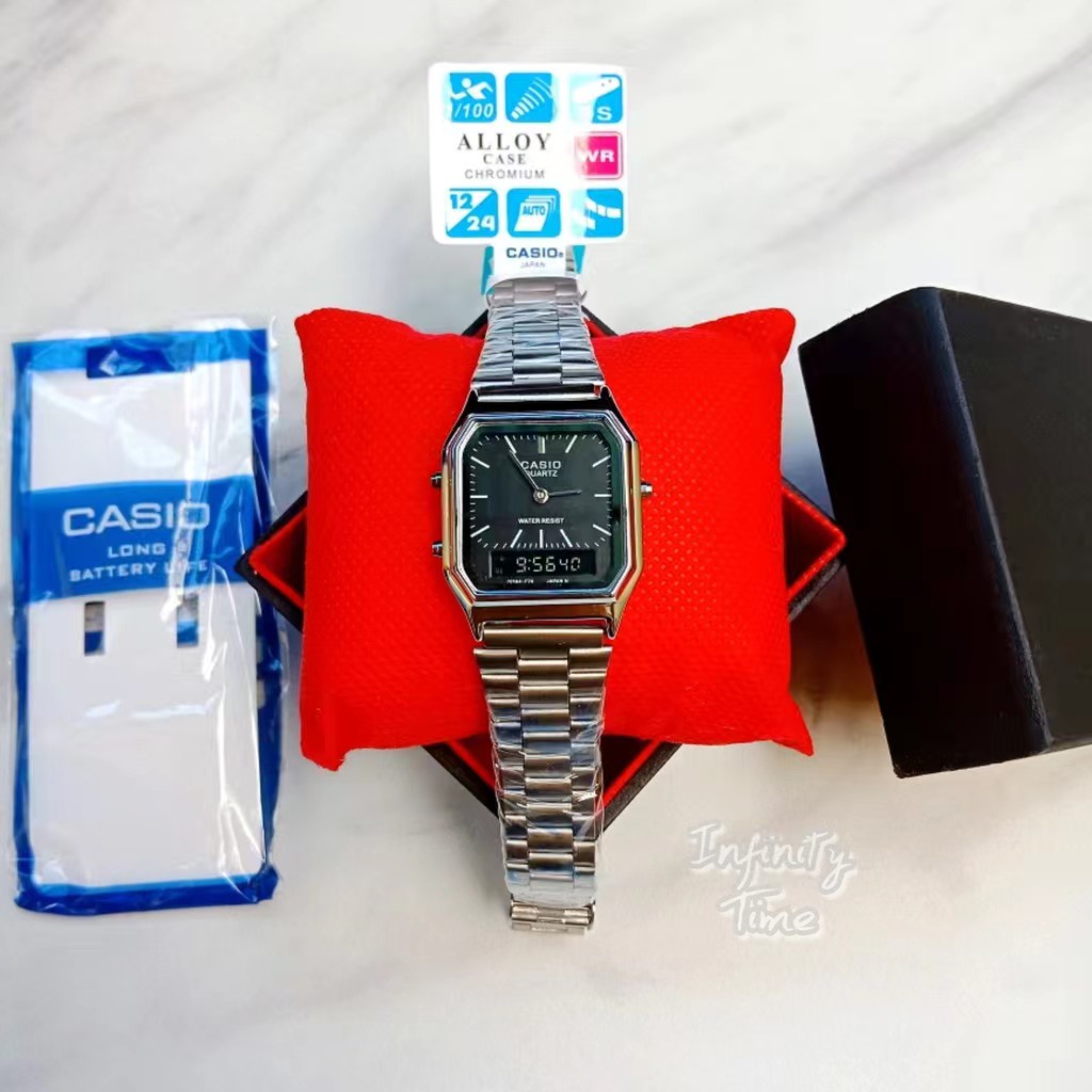 Jam Tangan Wanita Vintage Casio AQ230 Tahan Air Double Time