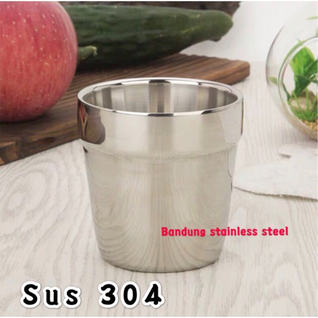 Sus 304 gelas Korea mug cangkir teh beer bir anti panas stainless steel