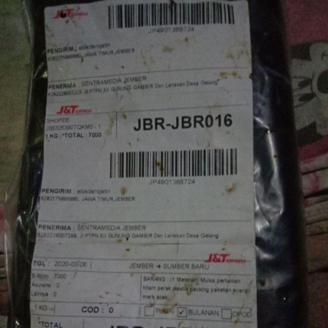 (1 Meteran) Mulsa Pertanian Hitam Perak Plastik Packing Paketan Eceran Merk Acak Bell Matahari Ktg