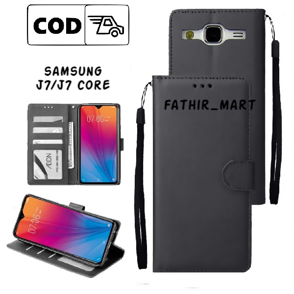 Case Dompet Hp Samsung J7 Samsung J7 Core Hard case Leather Flip case Cover Kulit Casing Dompet