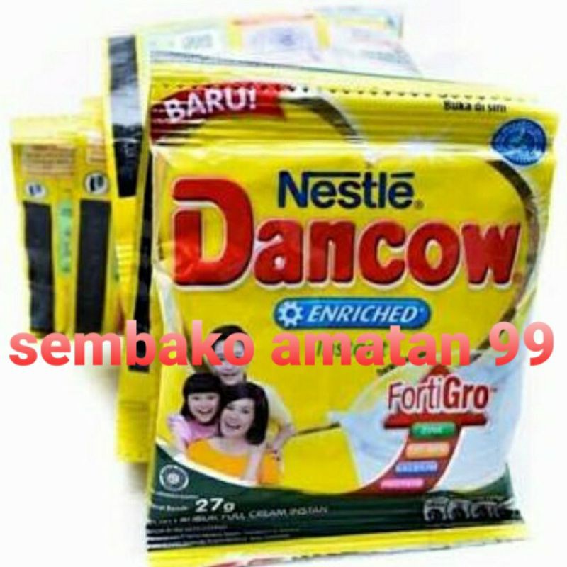 Dancow Sachet coklat Fortigro 27 Gram Per Renceng