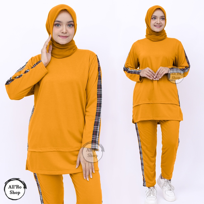 Baju Setelan Olahraga Seragam Senam Training Zumba Wanita Lengan Panjang SET YOVIOS Ukuran XL XXL XXXL ARS 187