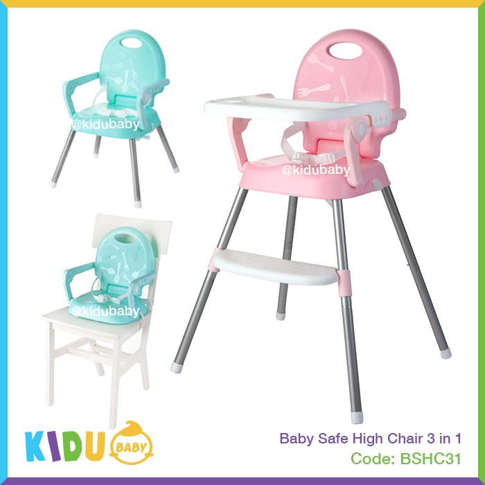 Baby Safe High Chair 3 in 1 Kursi Makan Bayi dan Anak Seat Bayi Kidu Baby