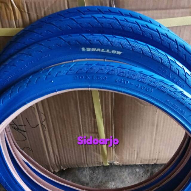 2 PCS Ban luar sepeda anak | Seli ukuran 20 x 1.50 Swallow Biru