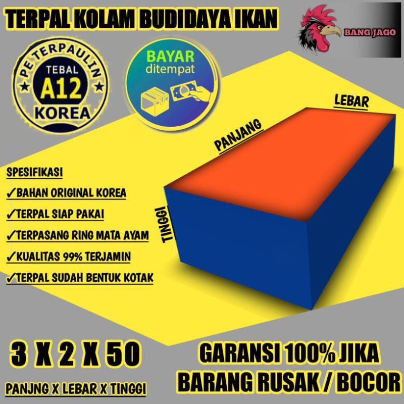 terpal kolam ikan 3x2x50 type ketebalan a8 dan a12 bisa bayar cod