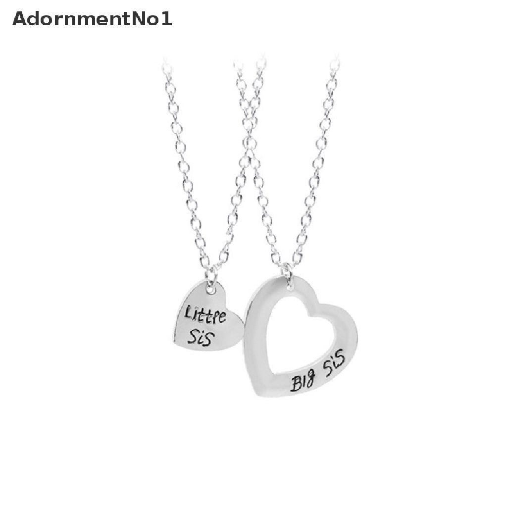 (AdornmentNo1) 2pcs / Set Kalung Rantai + Liontin Motif Tulisan Big / Little Sister Untuk Perhiasan Wanita