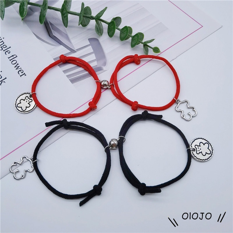 2pcs Gelang Magnet Liontin Beruang Gaya Korea Untuk Pasangan - ol