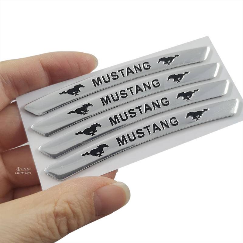 4 x Aluminum MUSTANG Letter Logo Car Auto Wheel Tire Decorative Emblem Badge Sticker Decal FORD MUSTANG