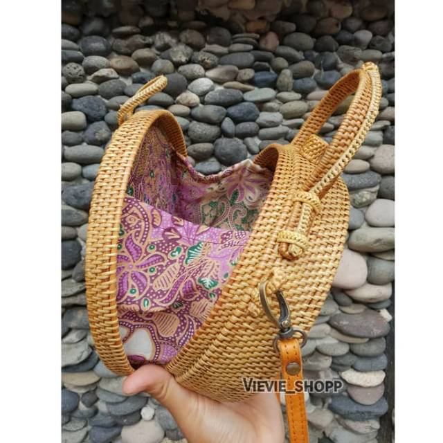 [BISA COD] TAS WANITA ROTAN DOUBLE HANDLE 20CM