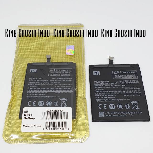 Baterai Xiaomi BN34 Original 100% Xiaomi Redmi 5A Battery Batere Batre BN 34 Xiaomi Redmi 5A