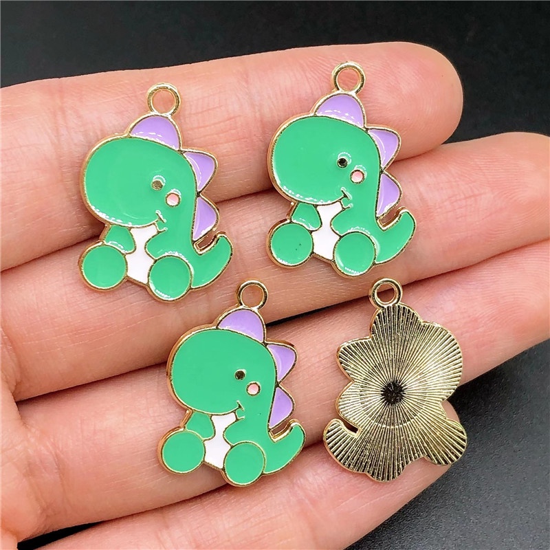 4pcs Liontin Enamel Bentuk Monster Dinosaurus Bahan Alloy Handmade Untuk Membuat Perhiasan