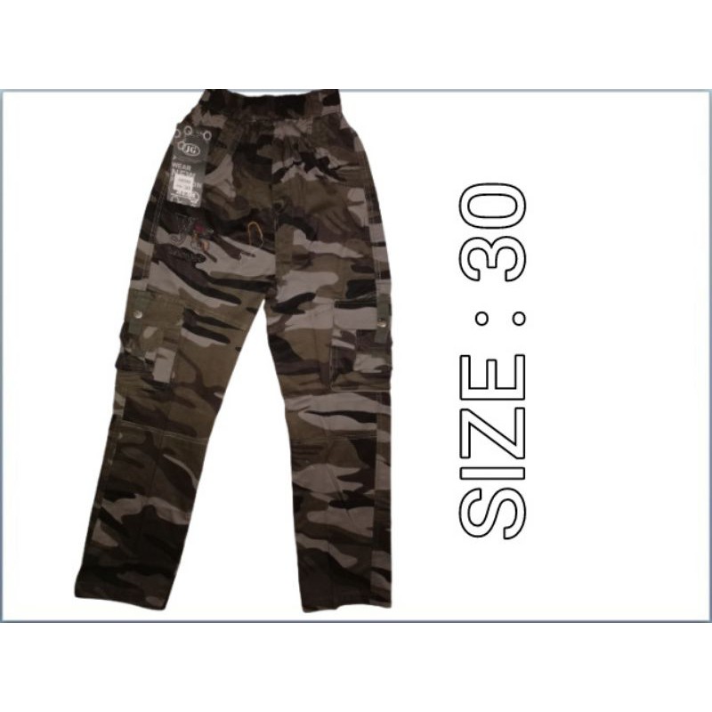 celana motif tentara pria