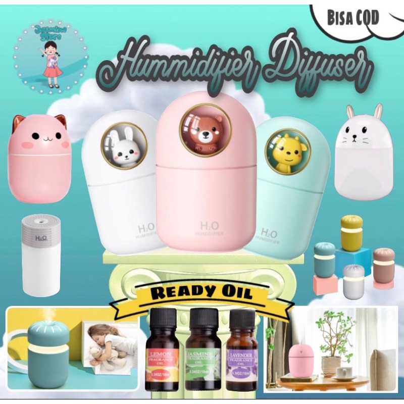 Humidifier Pelembab Ruangan Kamar Tidur Bayi Silent Bedroom Penyegar Udara Anti Bakteri/Humidifier Diffuser Aromaterapi Essential Oil Aromatherapy Disfuser Ultrasonic Pelembab Udara/Air Mist Humidifier Aroma Terapi Diffuser Essential Oil