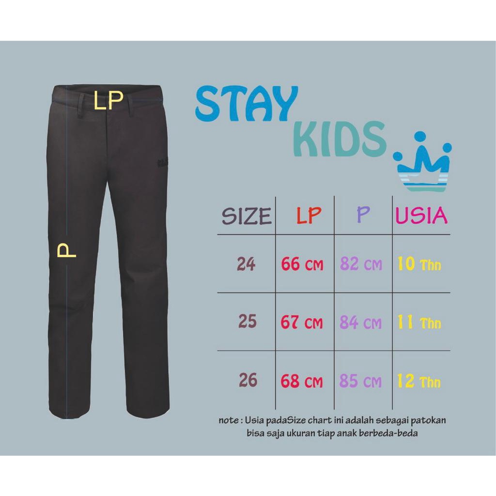 Zhavin celana panjang distro anak usia 1-12 tahun bahan Twill stretch