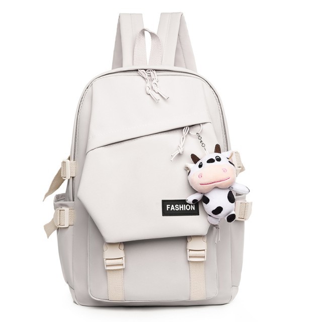 ZC 2334 RISCE TAS RANSEL IMPORT FREE GANTUNGAN BONEKA SAPI WANITA CEWEK PEREMPUAN SEKOLAH SD KULIAH