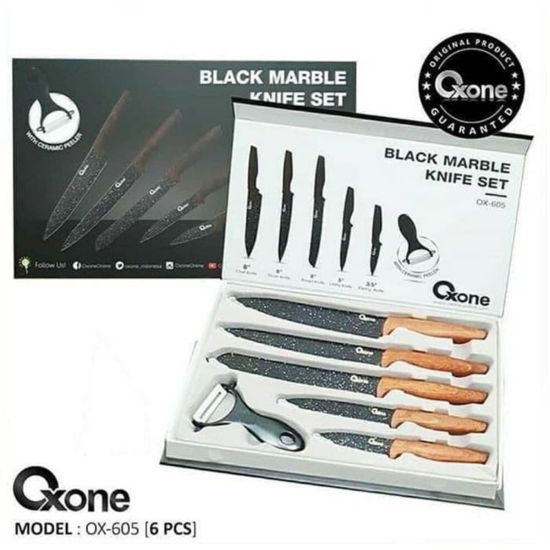 Pisau set Oxone OX-605 / Black Marble Knife Set OX605