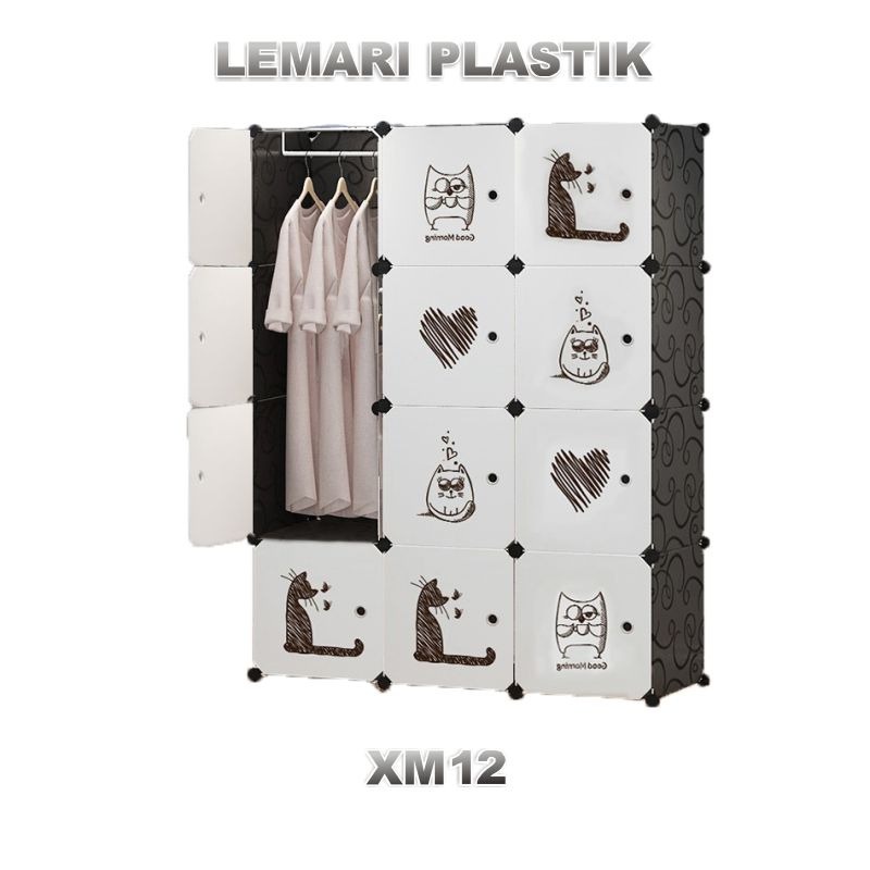 Lemari Plastik Portable 12 Pintu Lemari Karakter Lemari Pakaian Multifungsi Portable Bongkar Pasang Worldhome66