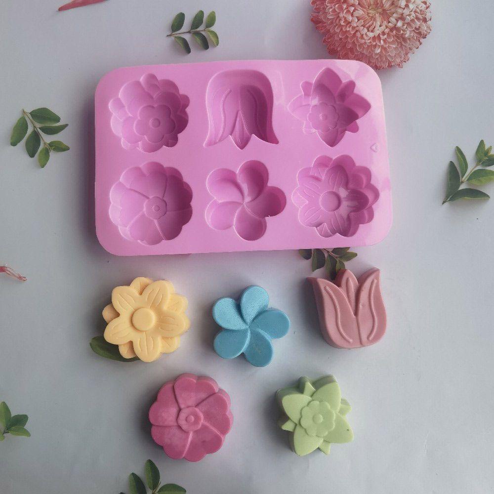 Solighter Cetakan Sabun Silikon Multi-Fungsi Membuat Perlengkapan 3D DIY Craft 6rongga Handmade Soaps Supplies