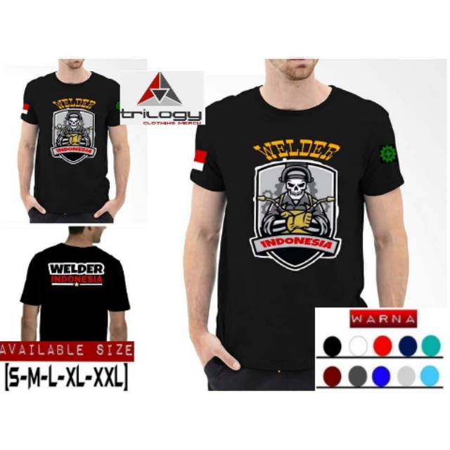 KAOS WELDER INDONESIA KEREN FULL COLOUR REAL COTTON COMBED