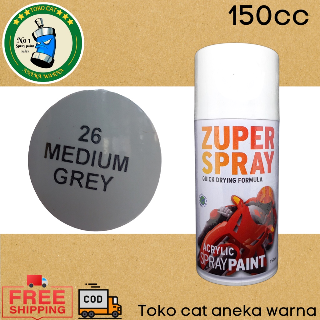 cat semprot 150cc medium grey zuper spray produk dari rj london spray paint pilox pilok pylox