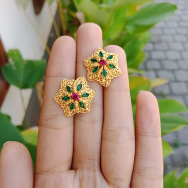 Giwang tembaga lapis emas asli bali