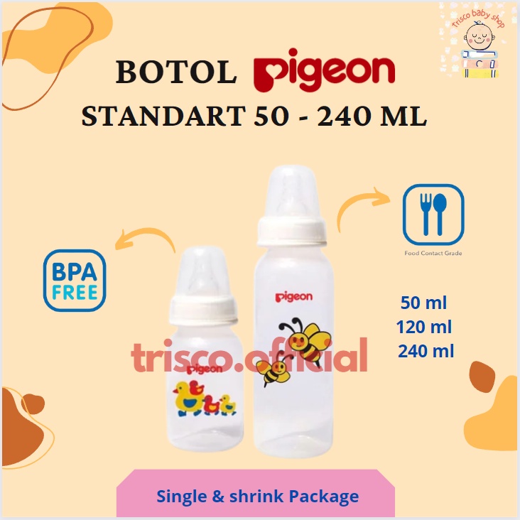 Pigeon Botol Susu 50 ml 120 ml 240 ml Standart Assort BPA Free