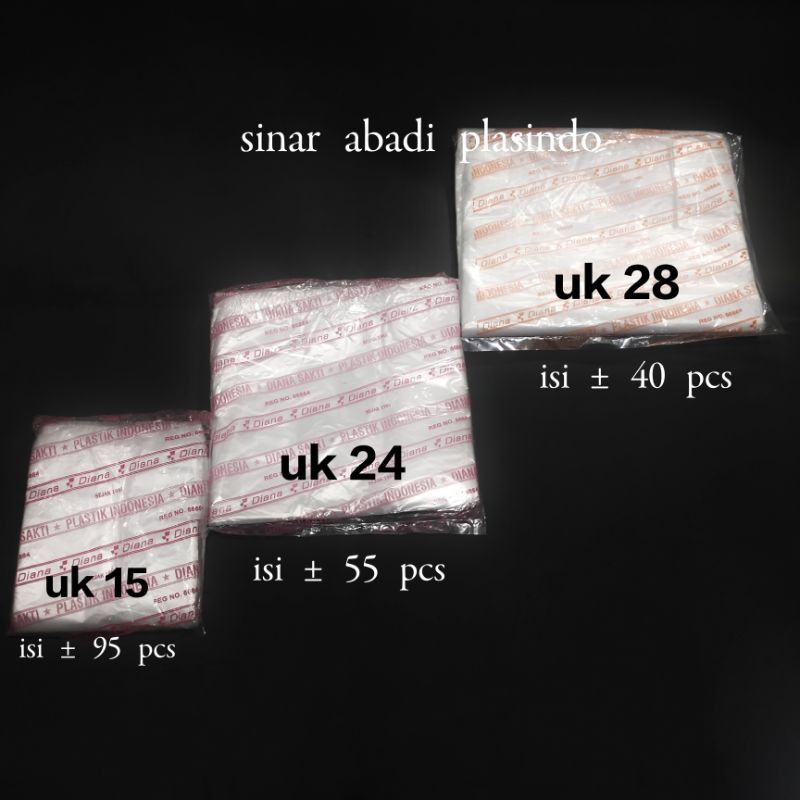 

kantong Plastik bening uk 28 / 24 / 15, kantong kresek plastik putih bening