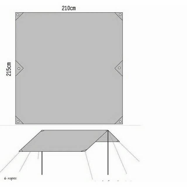 Footprint naturehike alas tenda camping flysheet waterproof size 215x215cm