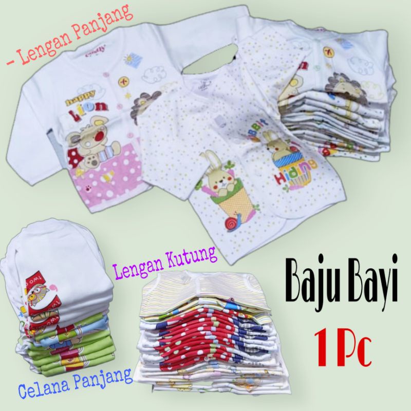 Baju Bayi Lengan Kutung Panjang Kutung Halus 1 Pcs / Celana Panjang Bayi / Baju Tidur Bayi