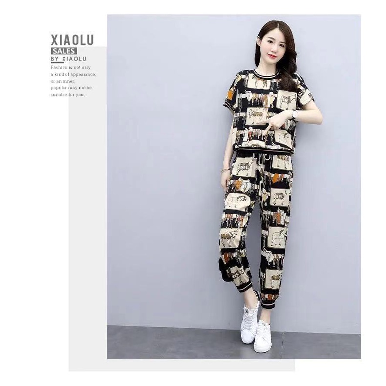 b039, import Setelan Animal Kuda Cantik baju set wanita import fashion keren